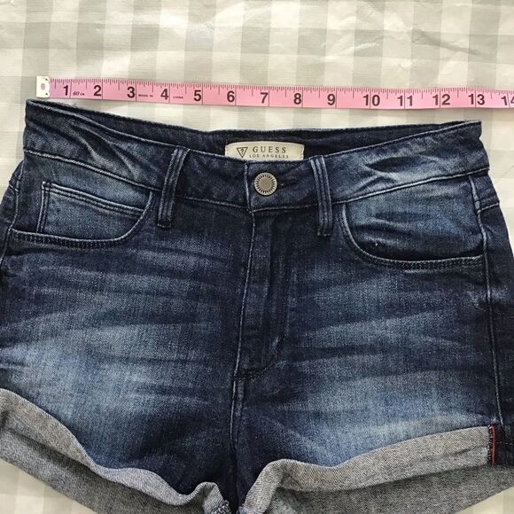 GUESS jeans shorts distressed blue denim size 26 sexy mini shorts stretchy - Picture 6 of 9